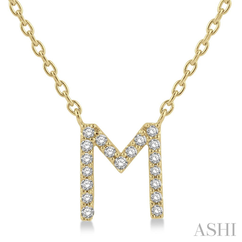 Davis Classics 14k Yellow Gold Diamond Initial "M" Pendant Necklace