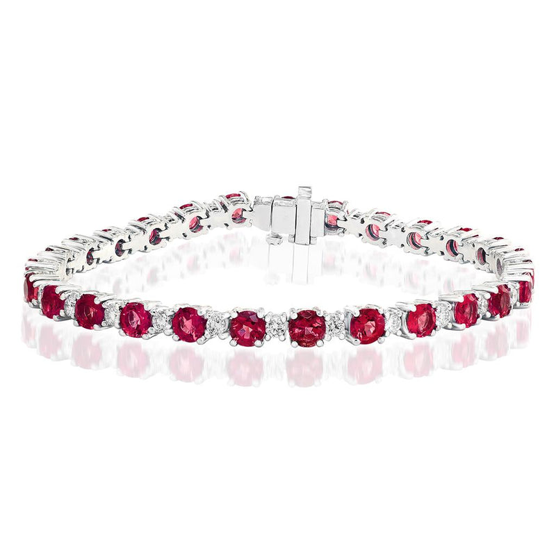 Davis Classics 14k White Gold Ruby and Diamond Tennis Bracelet