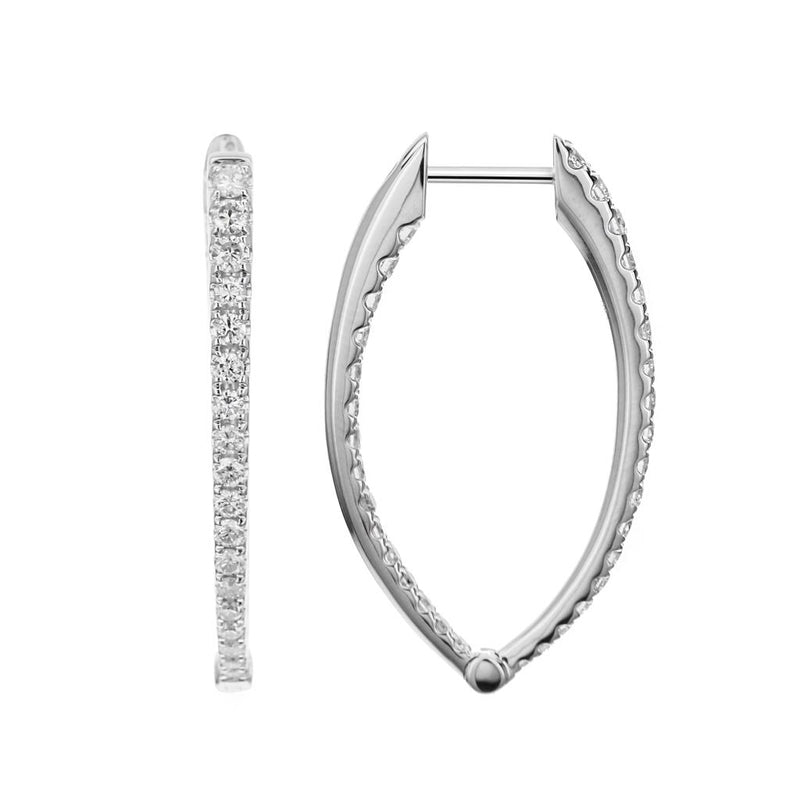 Davis Classics Diamond In & Out Hoop Earrings in 18k White Gold