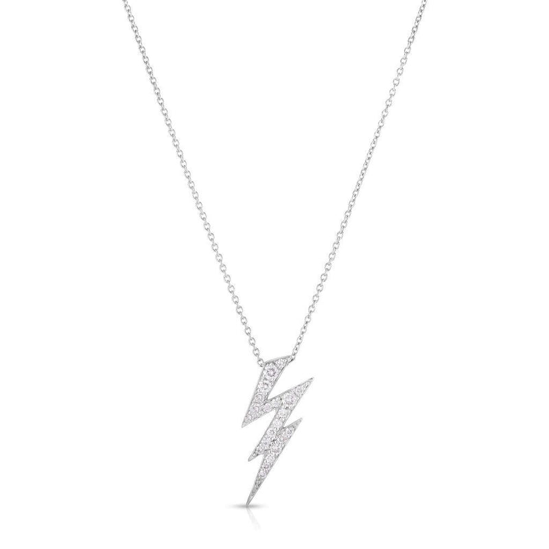 Roberto Coin 18k White Gold Lightning Bolt Necklace with Pave Diamonds