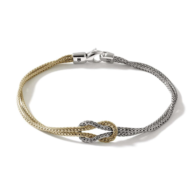 John Hardy Love Knot Bracelet in 14k Yellow Gold and Sterling Silver