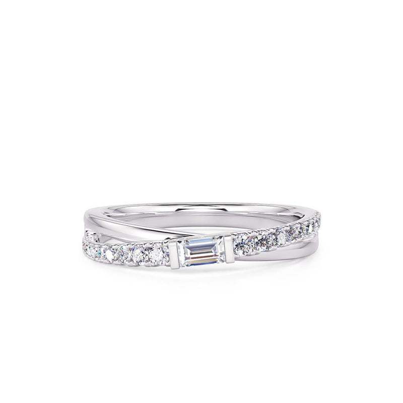 Davis Classics Women's 14k White Gold Crossover Design Diamond Band