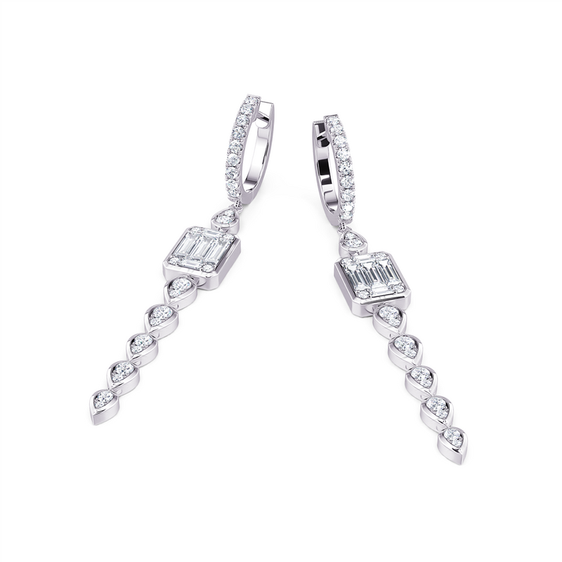 Davis Classics 14k White Gold Diamond Dangle Earrings