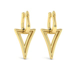 Vlora 14k Yellow Gold Miravel Collection Inverted Open Triangle Dangle Hoop Earrings