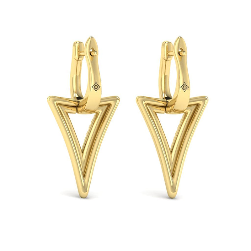 Vlora 14k Yellow Gold Miravel Collection Inverted Open Triangle Dangle Hoop Earrings