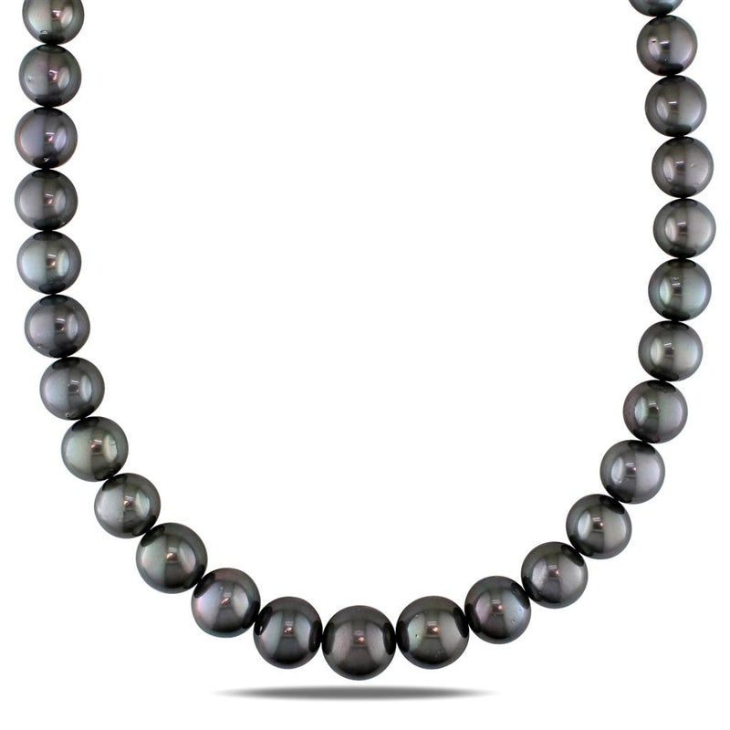 Davis Classics 14k White Gold Black Tahitian Pearl Strand Necklace