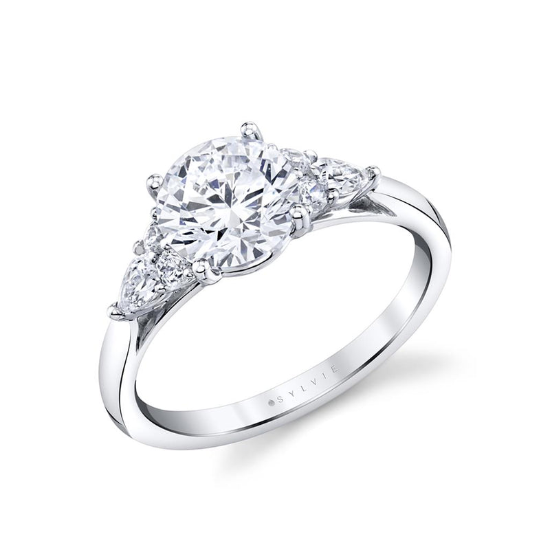 Sylvie 14k White Gold Cathedral Design Engagement Ring Setting