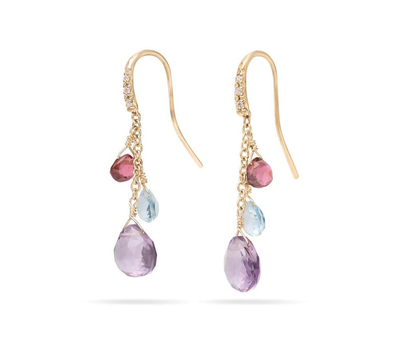 Marco Bicego 18k Yellow Gold Paradise Collection Mixed Gemstone Drop Earrings