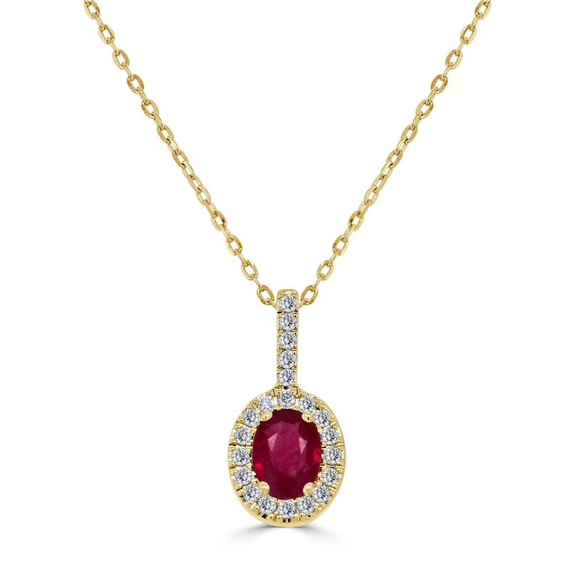 Davis Classics RU Collection Ruby and Diamonds Necklace Halo