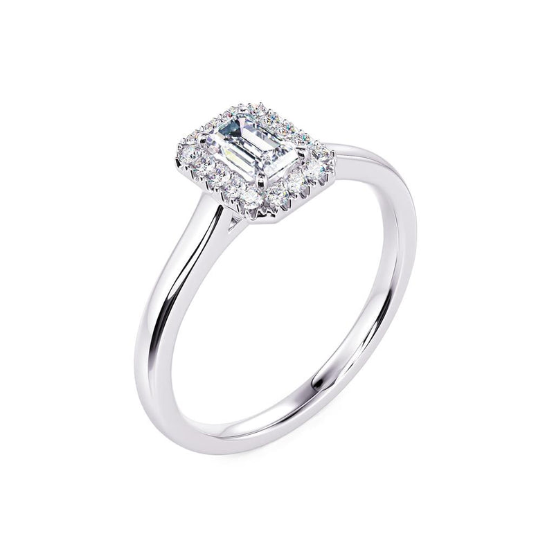 Davis Classics 14k White Gold Emerald Halo Design Proposal-Ready Engagement Ring