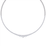 Davis Classics 14k White Gold Marquise Station Endless Diamond Riviera Necklace