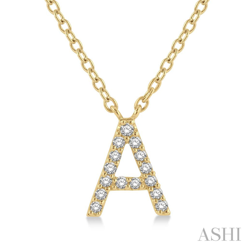 Davis Classics 14k Yellow Gold Diamond Initial "A" Pendant Necklace