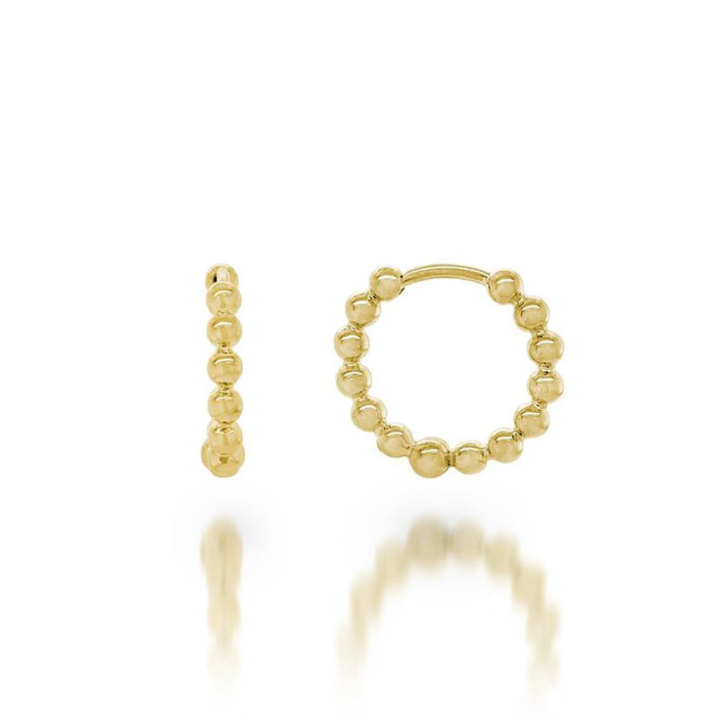 Davis Classics 14k Yellow Gold Bead Design Hoop Earrings