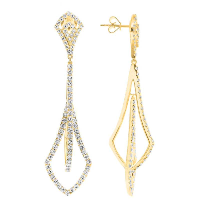 Davis Classics Diamond Dangle Earrings in 18k Yellow Gold