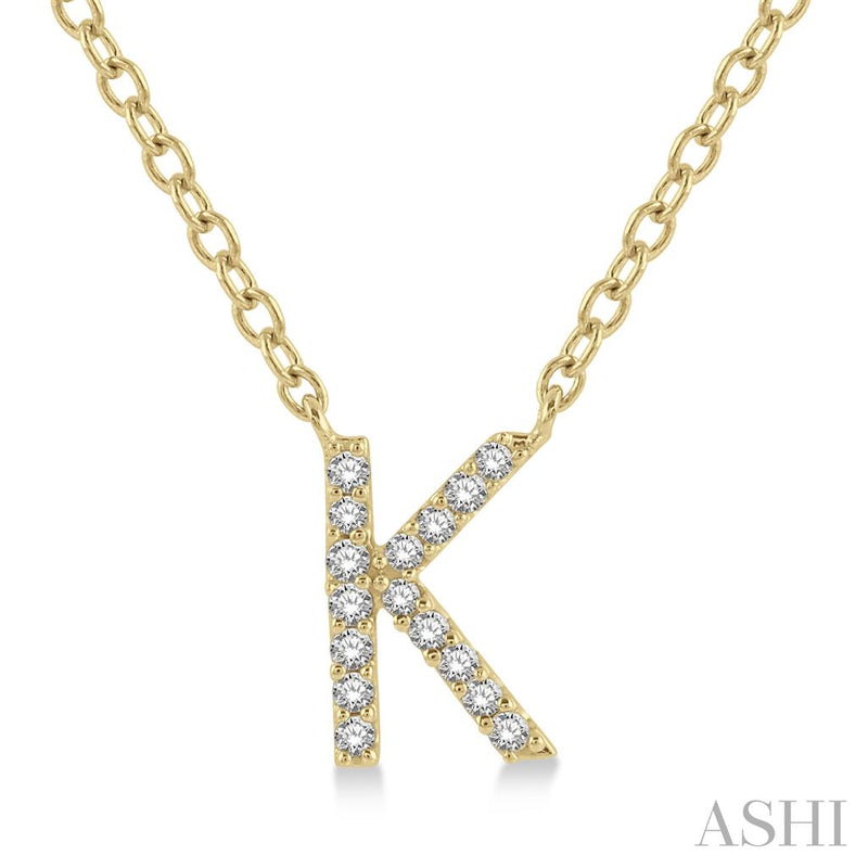 Davis Classics 14k Yellow Gold Diamond Initial "K" Pendant Necklace