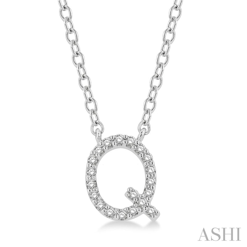 Davis Classics 14k White Gold Diamond Initial "Q" Pendant Necklace