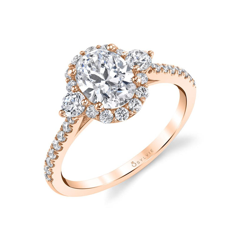 Sylvie Halo Diamond Engagement Ring Setting in 14k Rose Gold