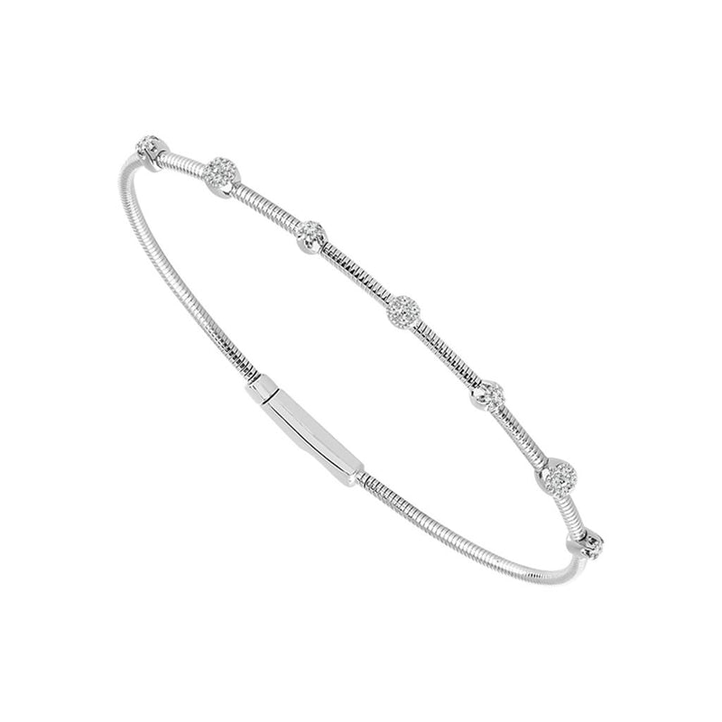 Davis Classics 14k White Gold and Titanium Flexie Diamond Bangle Bracelet