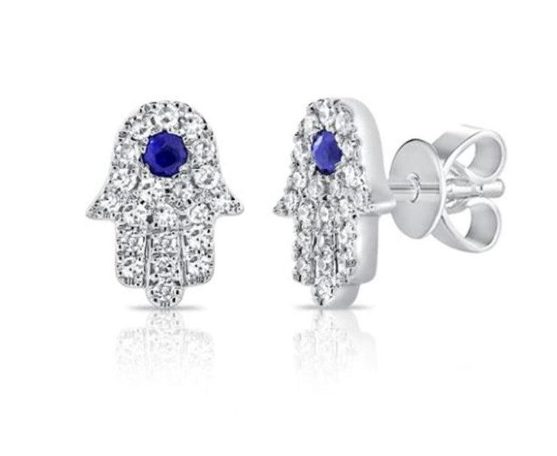 Davis Classics Sapphires and Diamonds Dangle Earrings in 14k White Gold