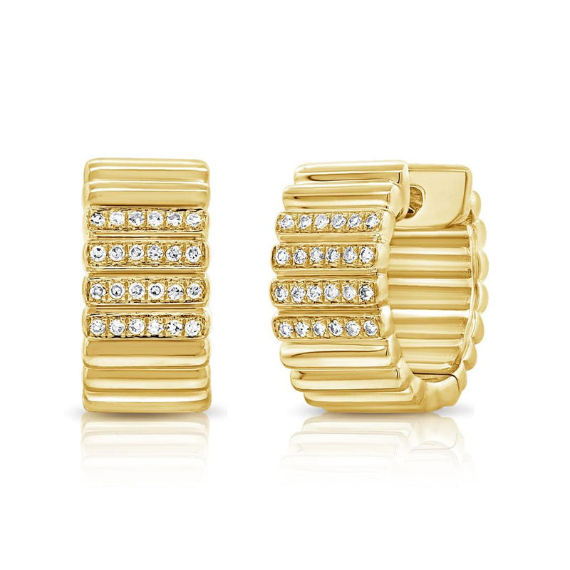 Davis Classics Diamond Huggie Hoop Earrings in 14k Yellow Gold