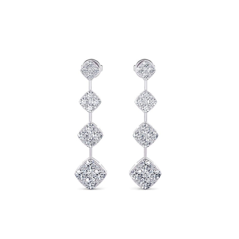 Davis Classics 14k White Gold Diamond Station Drop Earrings