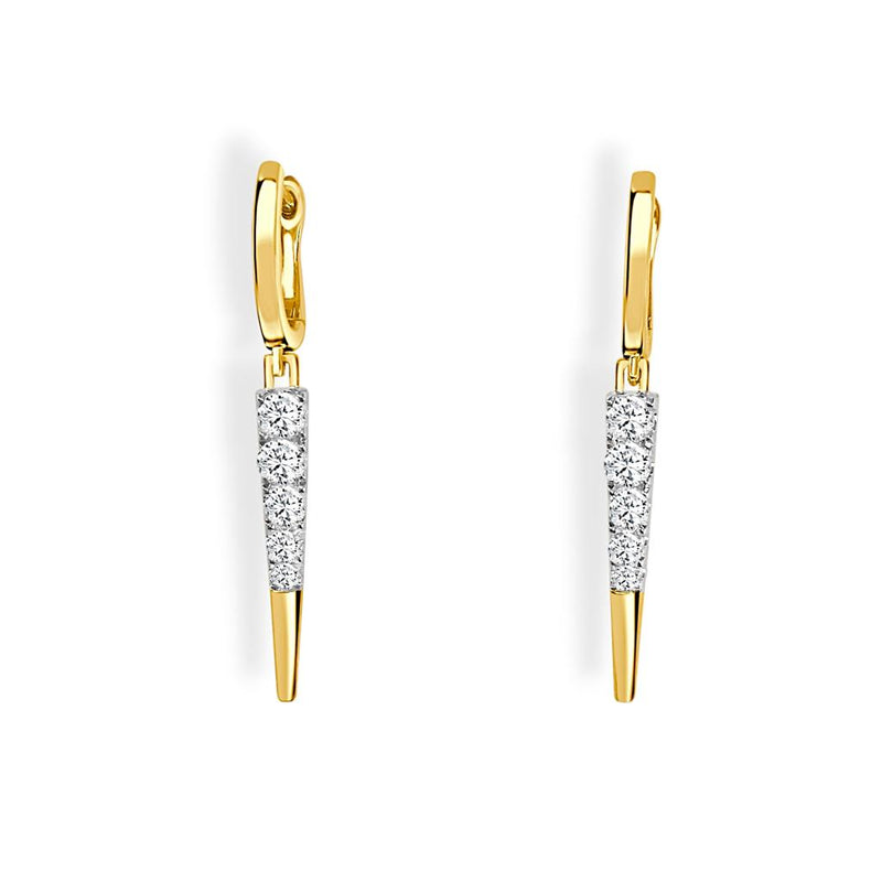 Frederic Sage 14k Yellow and White Gold Spear Design Diamond Dangle Earrings