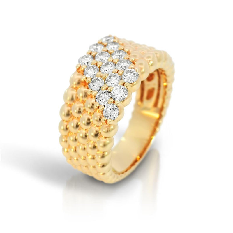 Davis Classics 14k Yellow Gold Diamond Fashion Band with Bead Detail