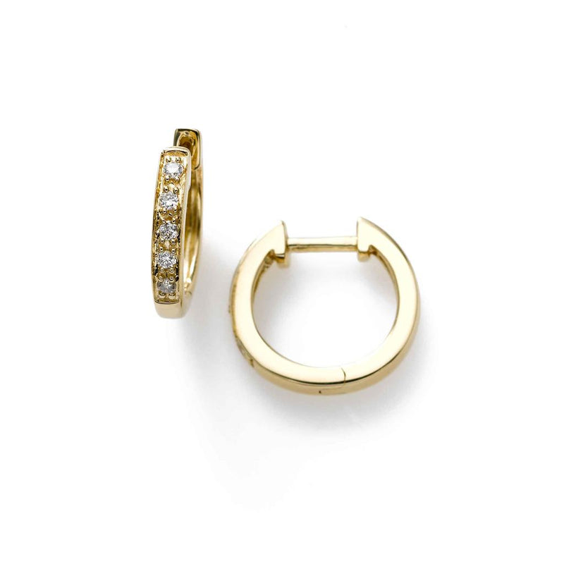 Davis Classics 18k Yellow Gold Mini Diamond Hoop Earrings