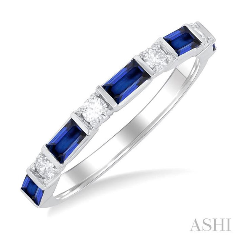 Davis Classics 14k White Gold Art Deco Sapphire and Diamond Band