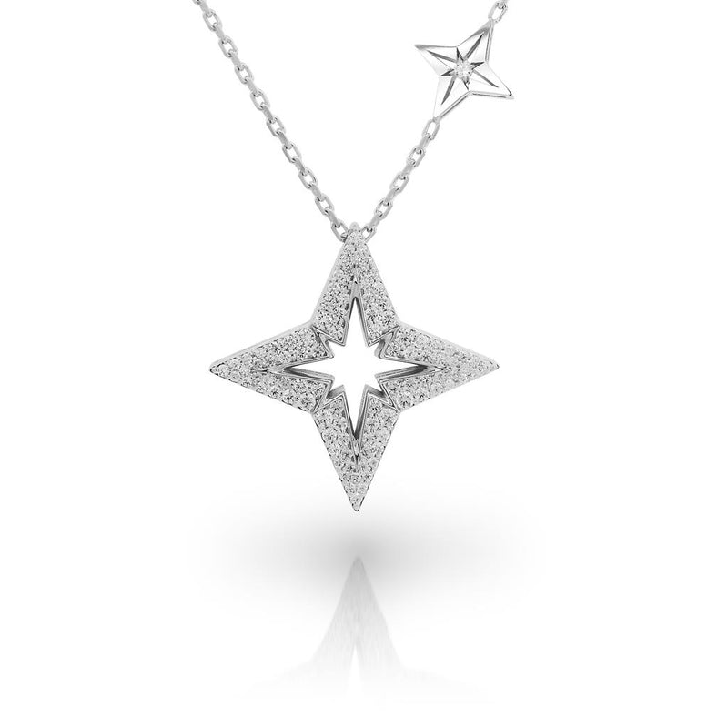 Roberto Coin 18k White Gold Stardust Collection Diamond Star Pendant Necklace