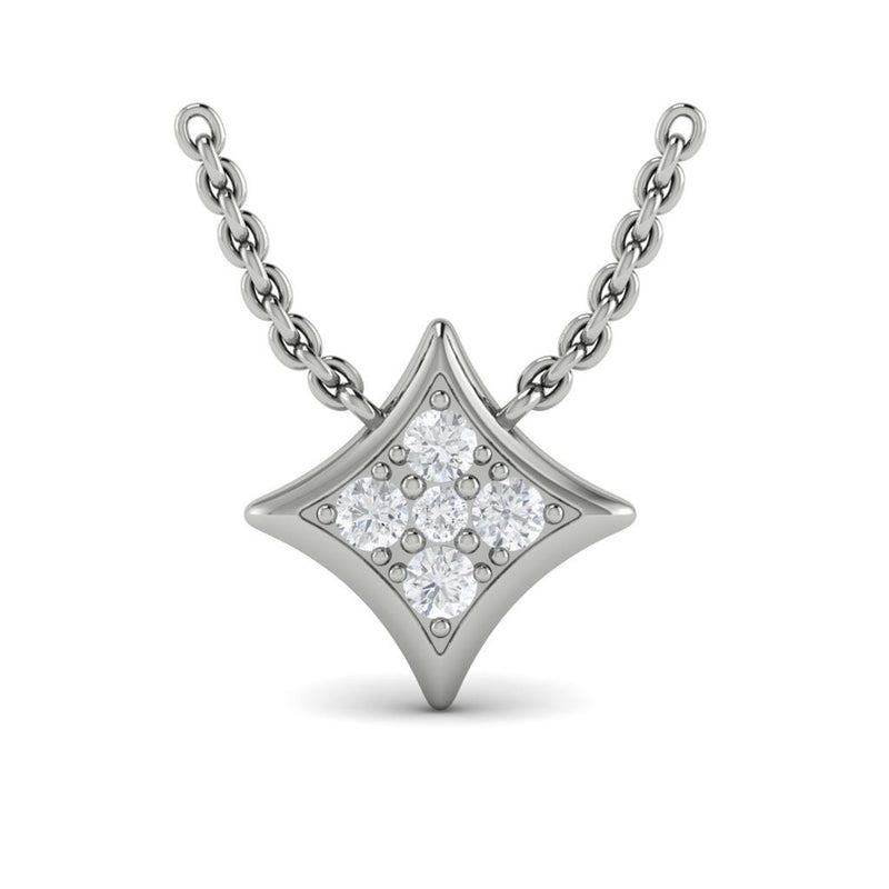 Vlora 14k White Gold Estrella Collection Star Design Diamond Pendant Necklace