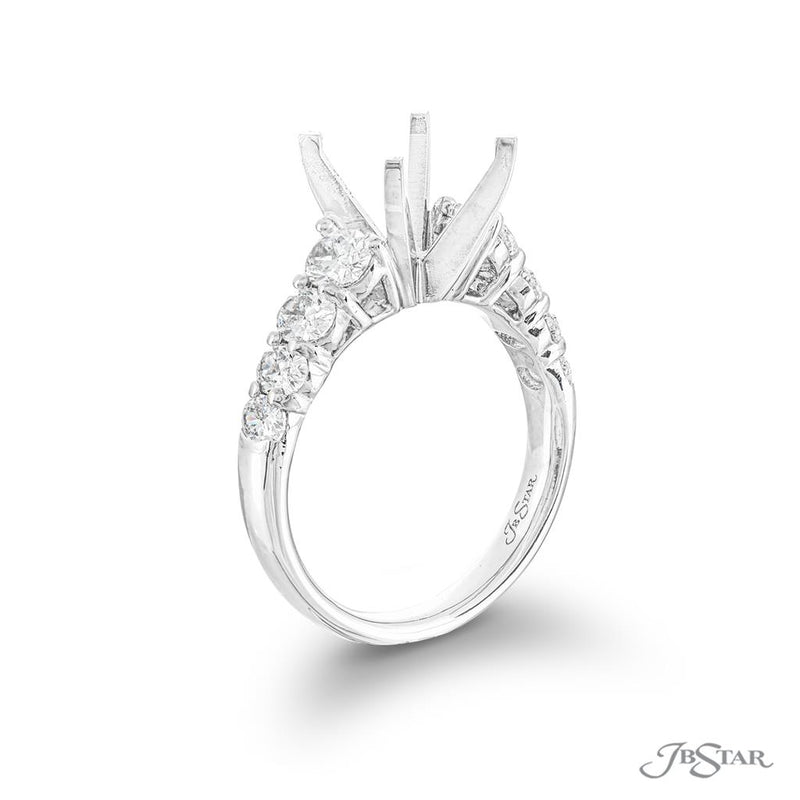 JB Star Platinum Engagement Ring with Graduated Oval Cut Diamonds