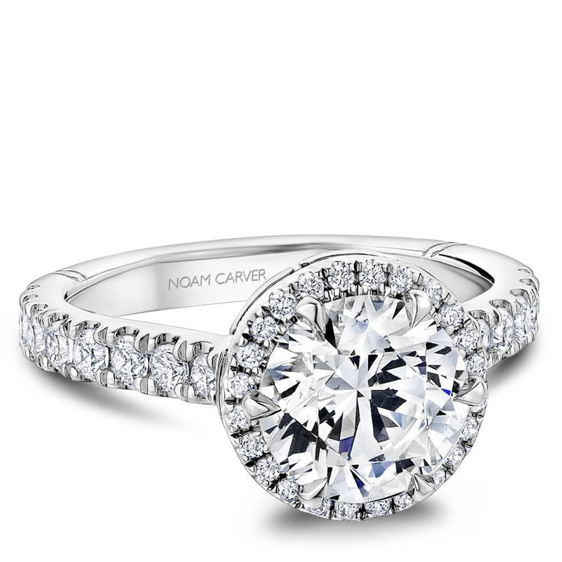 Noam Carver Halo Diamond Engagement Ring Setting in 14k White Gold