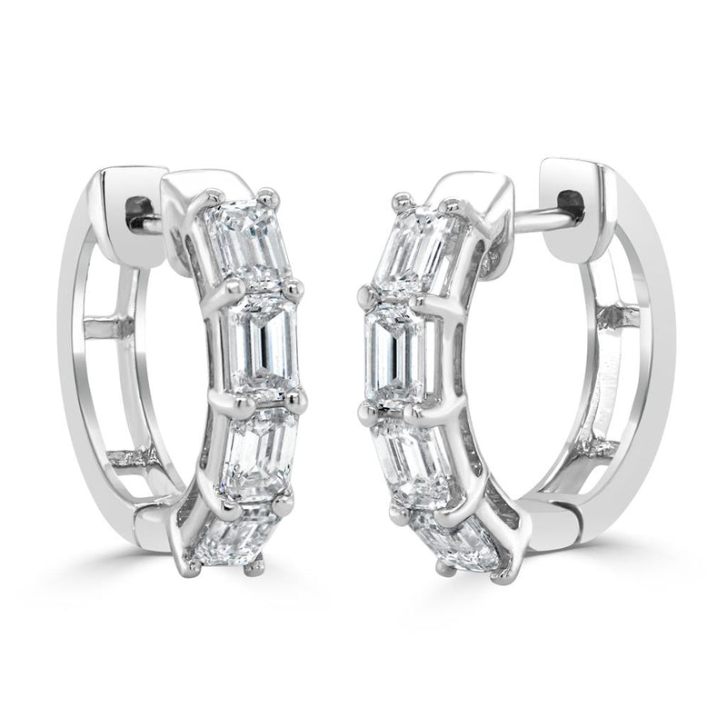 Davis Classics Diamond Hoop Earrings in 14k White Gold