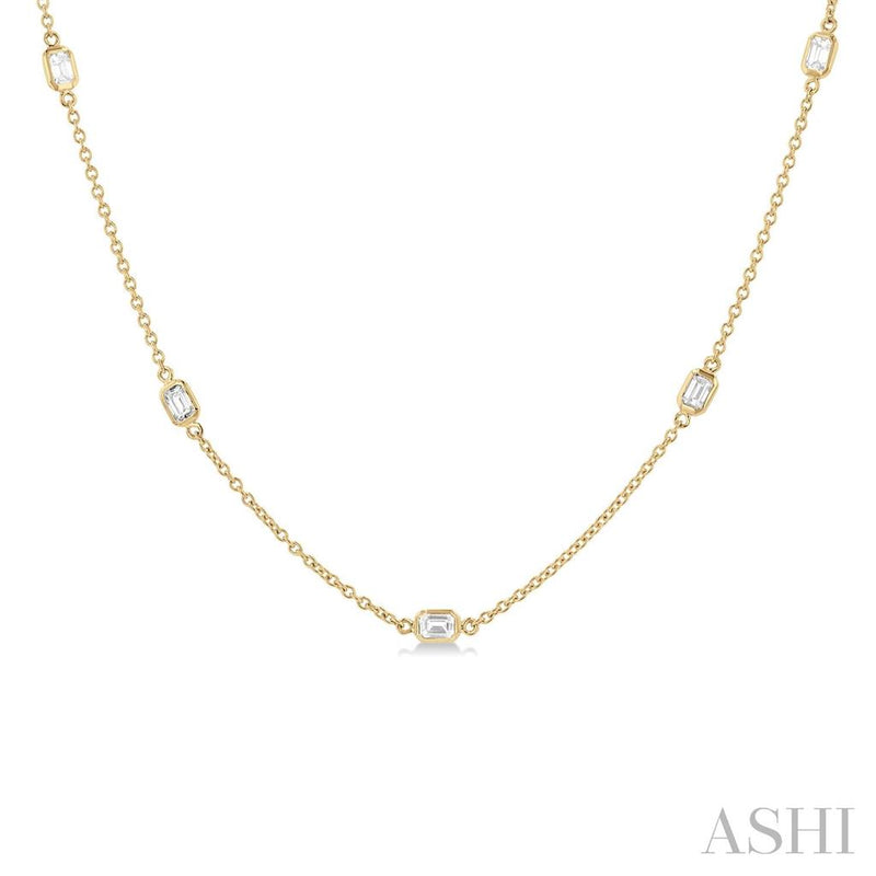 Davis Classics 14k Yellow Gold Octagonal Diamond by the Yard Necklace