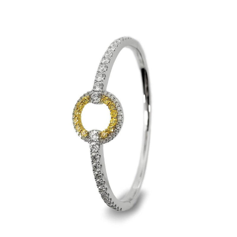 Charles Krypell 18k White and Yellow Gold Double Circle Sphere Diamond Bangle Bracelet