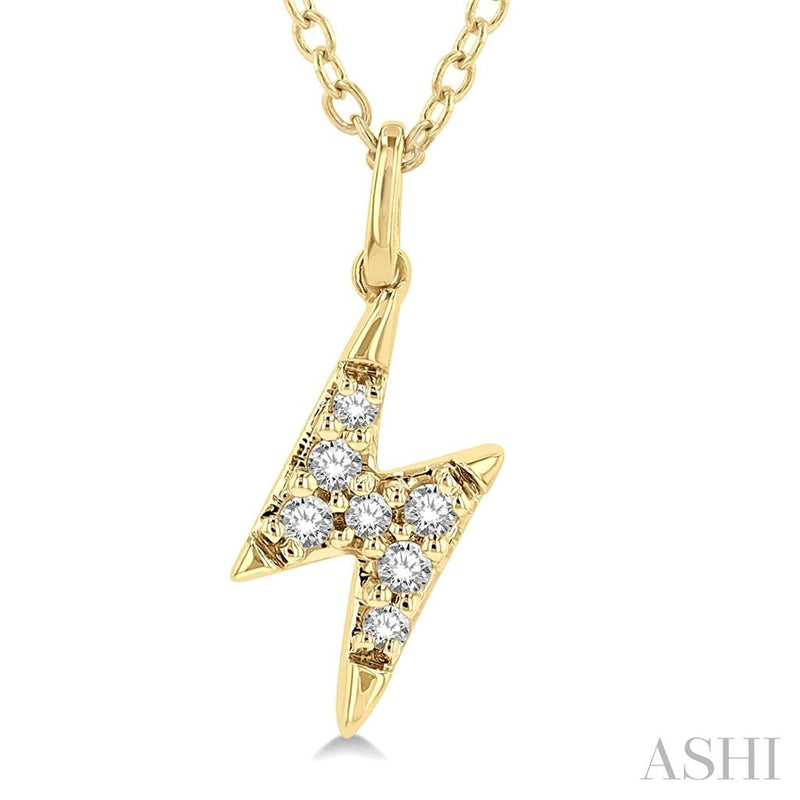 Davis Classics 14k Yellow Gold Petite Lightning Bolt Diamond Pendant Necklace