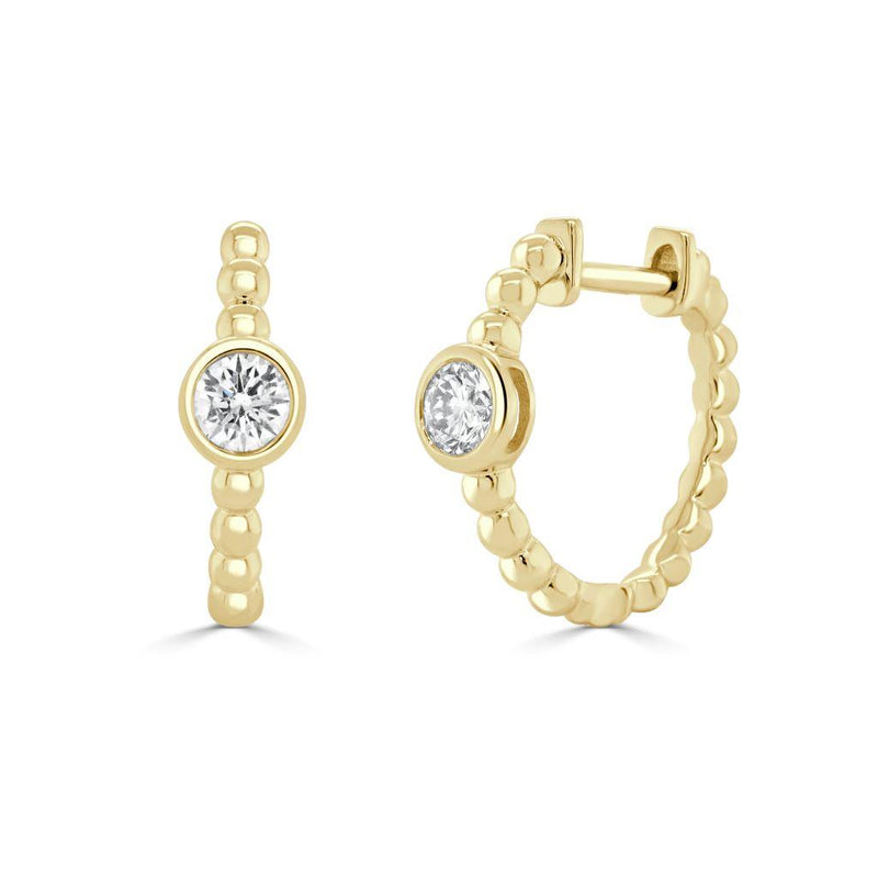 Davis Classics Diamond Huggie Hoop Earrings in 14k Yellow Gold