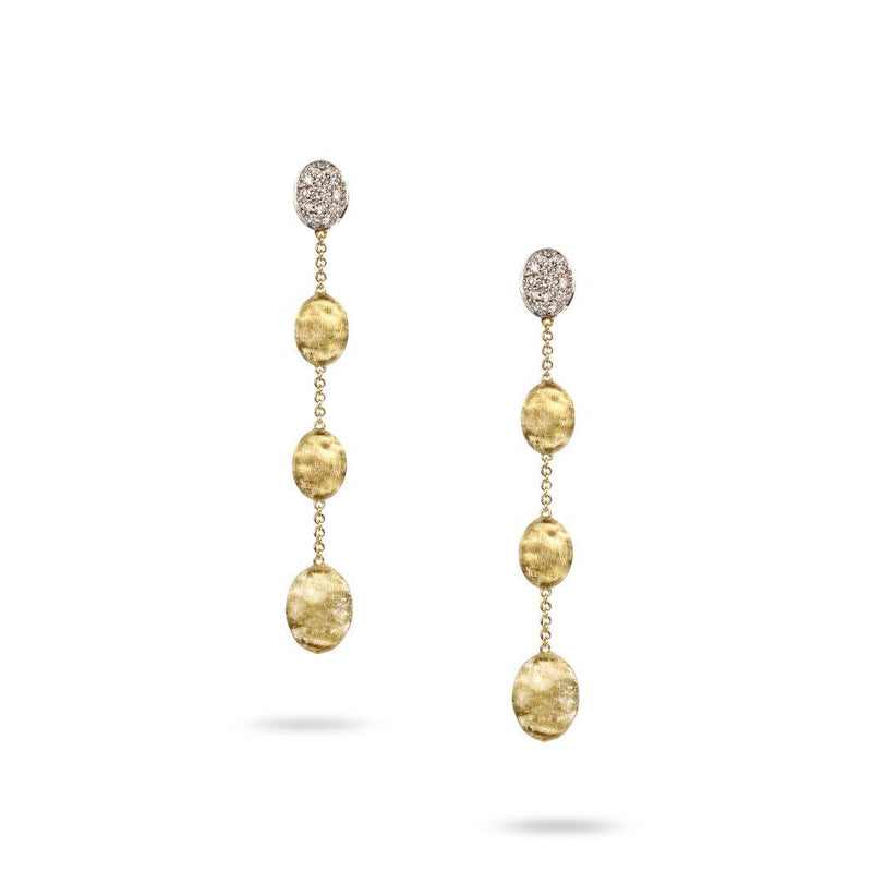 Marco Bicego 18k Yellow and White Gold Siviglia Collection Quad Drop Diamond Bead Earrings