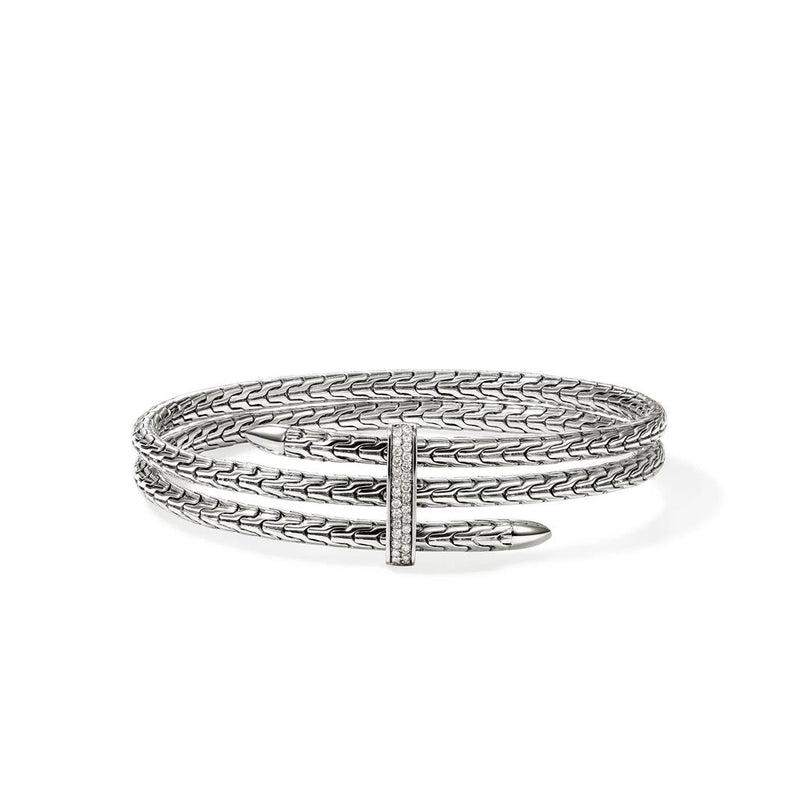 John Hardy Sterling Silver Spear Triple Flex Diamond Cuff Bracelet