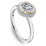 Noam Carver Halo Diamond Engagement Ring Setting in 14k White & Yellow Gold