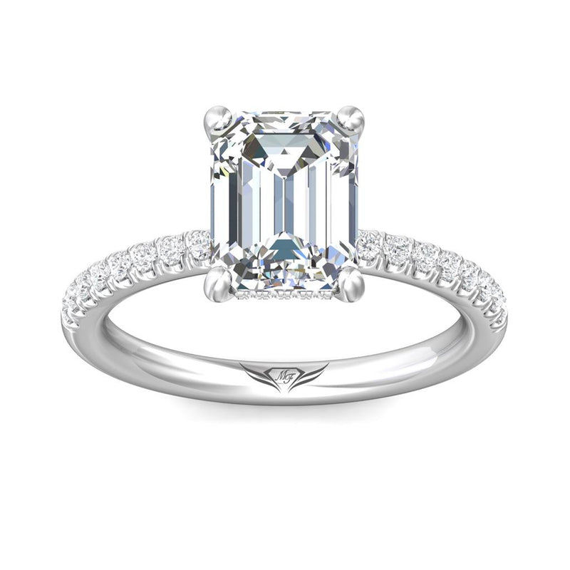 Martin Flyer Sidestone Diamond Engagement Ring Setting in 14k White Gold