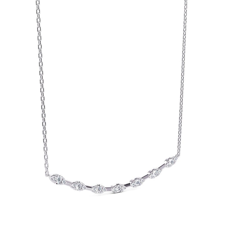 Davis Classics 14k White Gold Diamond Curved Bar Station Necklace