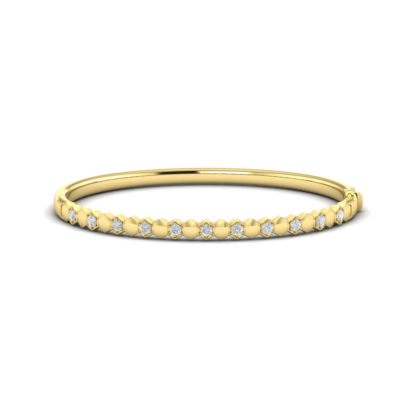 Vlora 14k Yellow Gold Station Style Diamond Bangle Bracelet