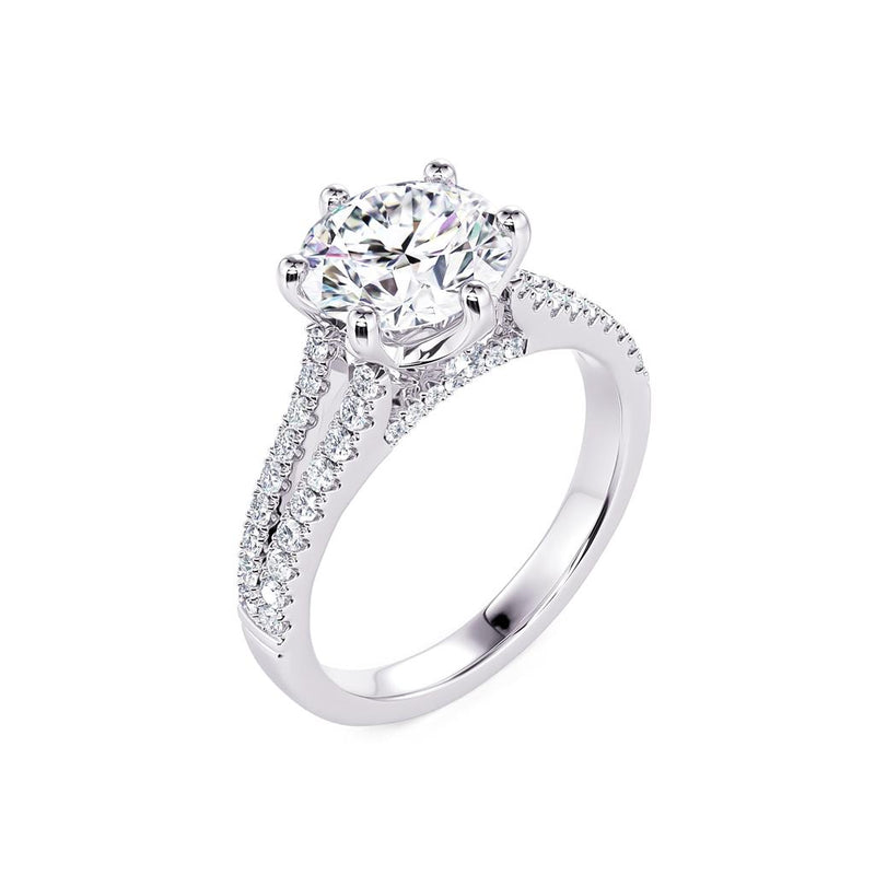 Davis Classics Sidestone Diamond Engagement Ring Setting in 18k White Gold