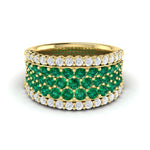 Vlora 14k Yellow Gold Adella Color Collection Zambian Emerald and Diamond Fashion Band