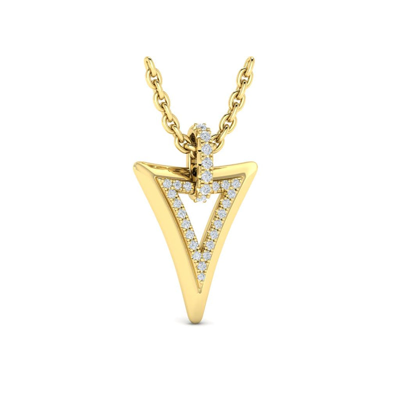 Vlora 14k Yellow Gold Miravel Collection Inverted Double Triangle Diamond Pendant Necklace