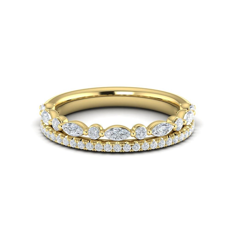 Vlora Women's 14k Yellow Gold Stackable Open Double Row Station Style Diamond Band