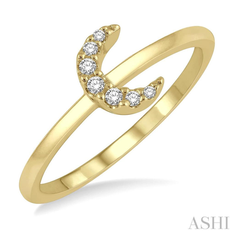 Davis Classics 14k Yellow Gold Petite Crescent Moon Diamond Ring