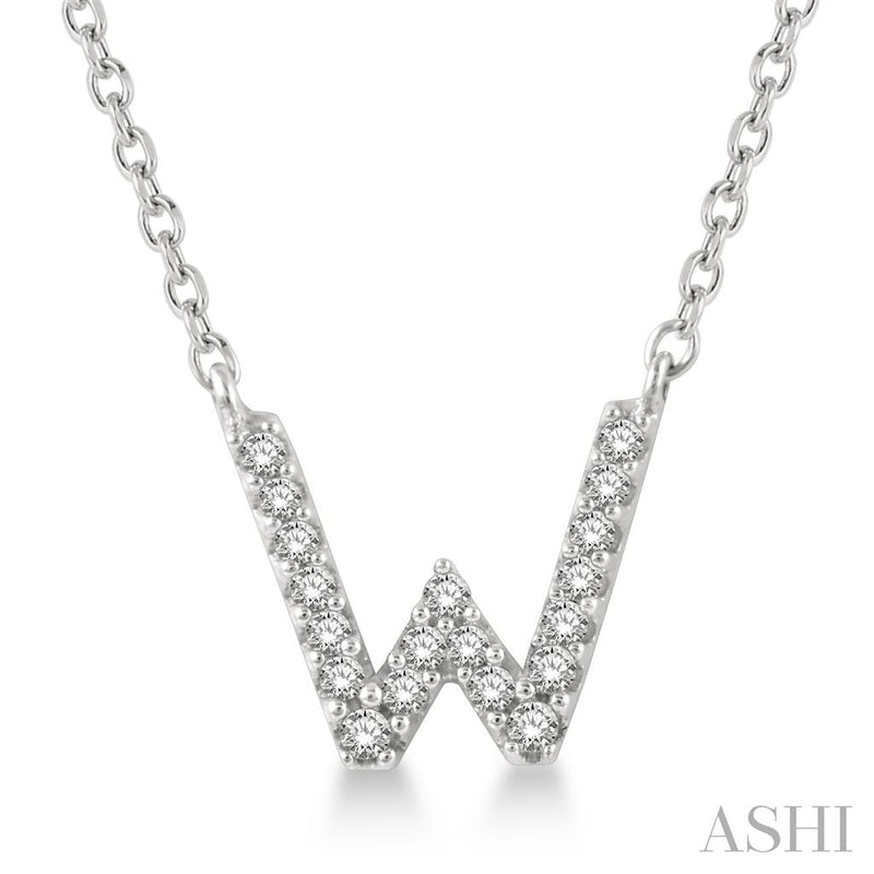 Davis Classics 14k White Gold Diamond Initial "W" Pendant Necklace